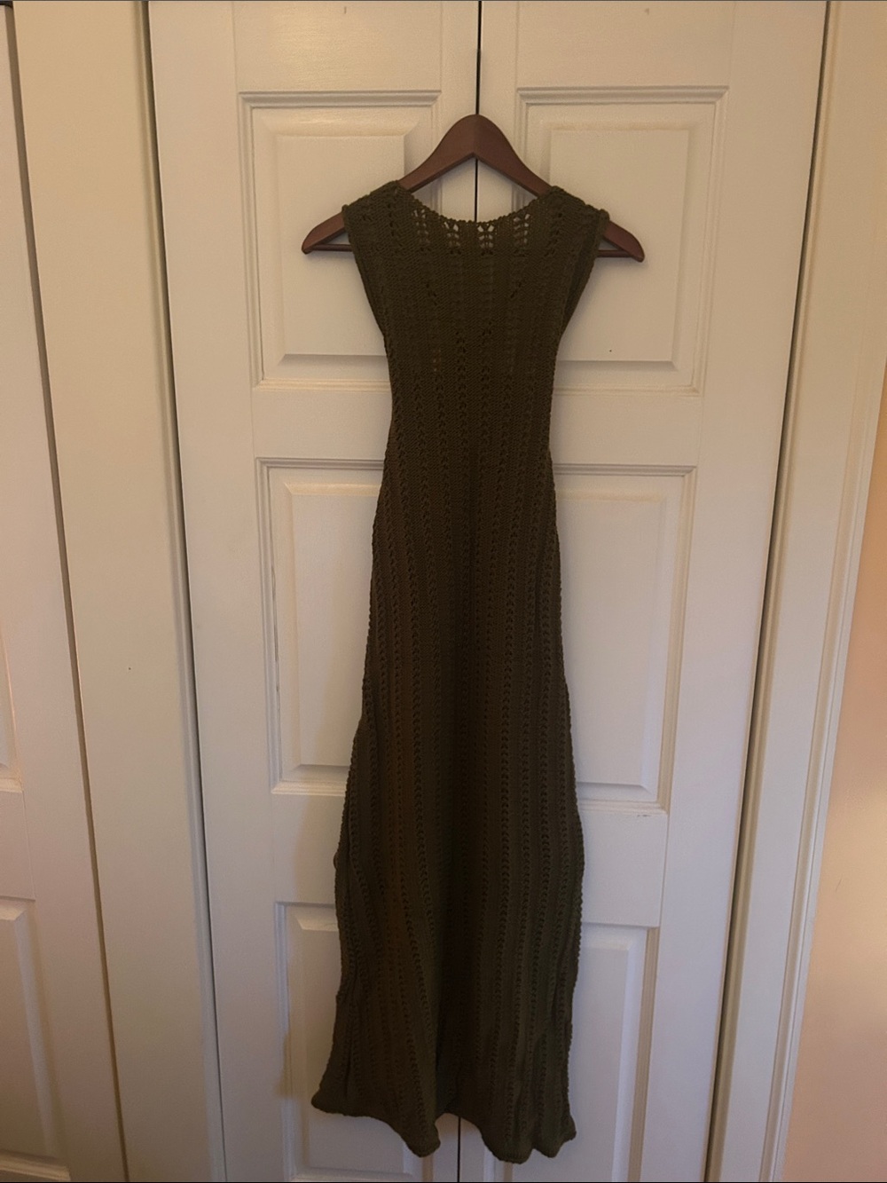 Savannah Morrow | NWT Women's Olive Green Crochet Maxi Dress